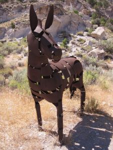 Welcome to the Trail! This metal sculpture is a whimsical site near Castle Dale, Utah. Photo by Conchita Marusich. Utah