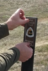 Tags denoting Original Route of the Old Spanish Trail represent reseach, dedication. Along the Trail